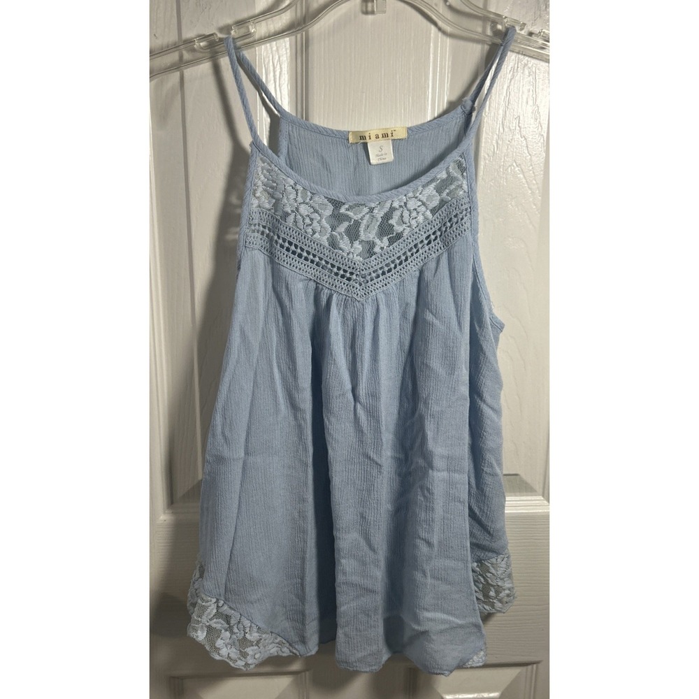 Mi Ami Eyelet Lace Blue Tank Top Womens S